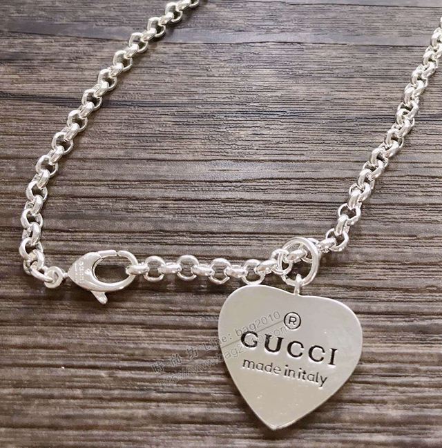 GUCCi飾品 古馳泰銀裝飾鏈條吊墜 Gucci愛心字母吊墜  zgbq1167